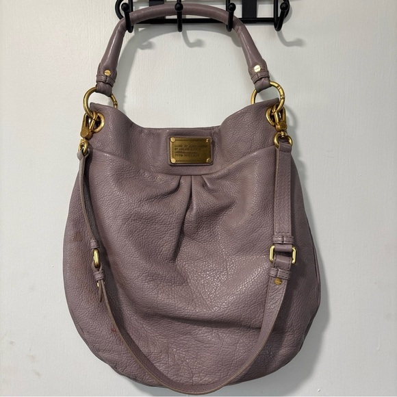 Marc by Marc Jacobs Leather Classic Q Hillier Hobo Grey Lavender Crossbody Bag - Picture 2 of 8